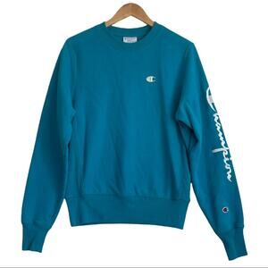 Champion Reverse Weave Teal Blue Crewneck Sweatshirt Size Small